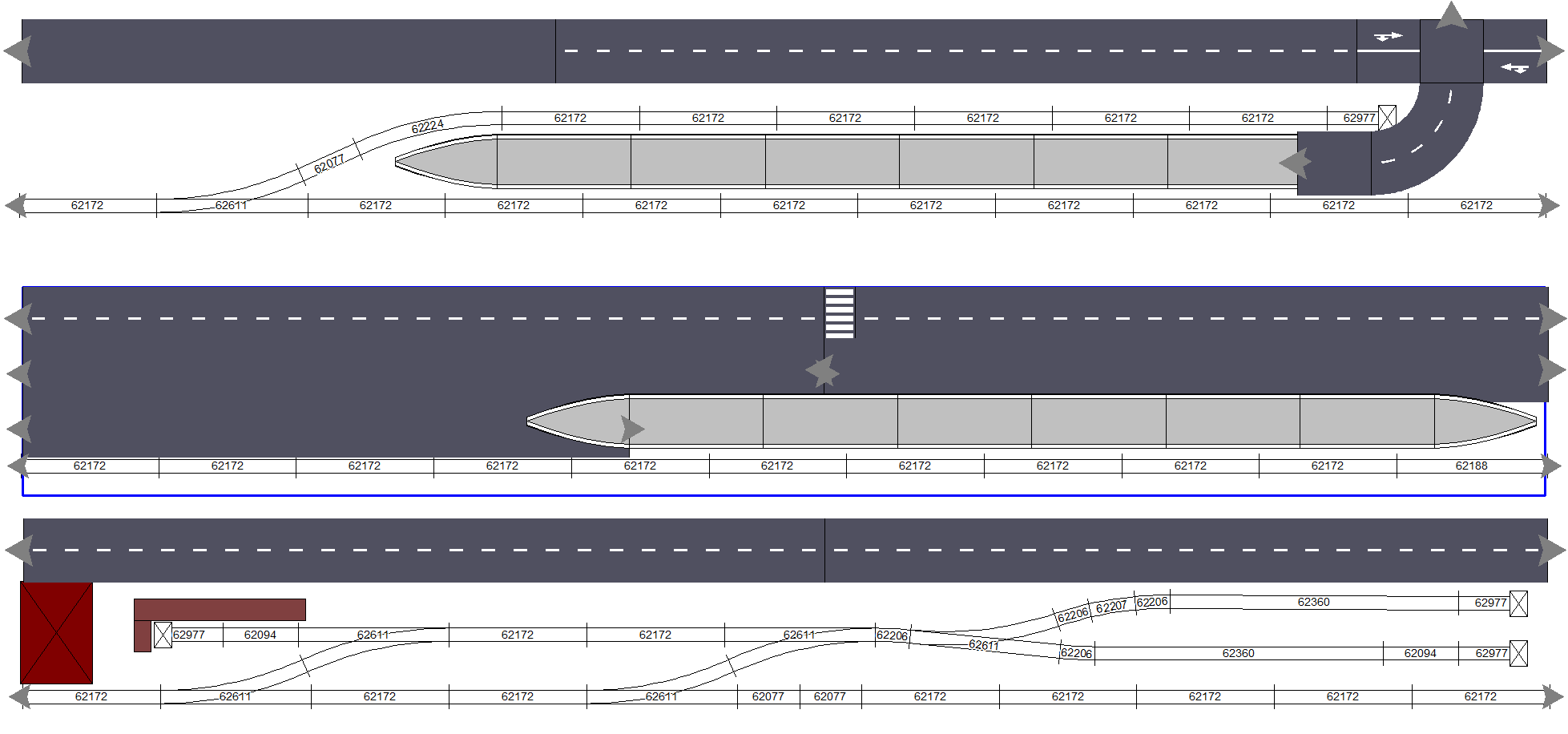 CLACK1900 examples. A loading dock, a straight station and a more complex inglenook
